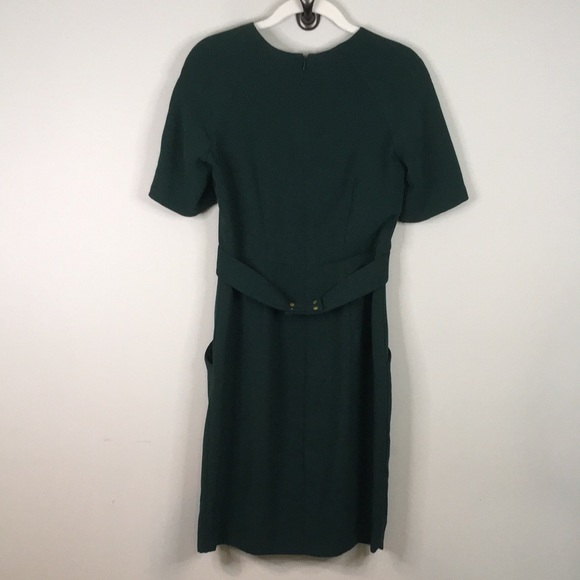 Whistles forest green belted work dress 4 - Picture 3 of 11
